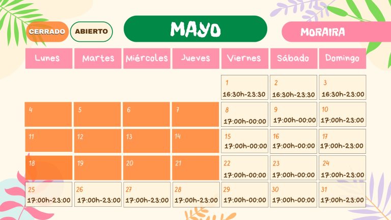 calendario MAYO family park MORAIRA (2)