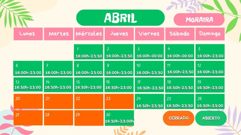 calendario abril family park